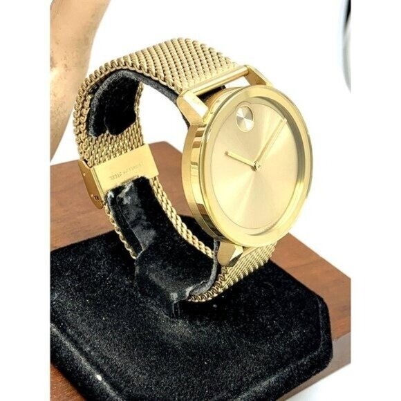 Movado Men's Watch 3600560 Bold Gold Dial Swiss Quartz Steel 40mm Mesh Band - Picture 13 of 13